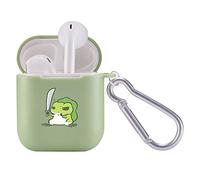 Maycari Coque de protection souple en TPU pour AirPods 2 et 1 avec porte-clés Motif animaux Vert
