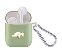 Maycari Étui de protection en TPU souple pour AirPods 2 et 1 avec porte-clés Motif animaux Vert
