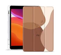 MAYCARI Minimalist Line Étui marron pour iPad Air 11" 2020 avec porte-crayon, art abstrait pour iPad 4e/5e génération Coque de protection arrière en TPU souple, mise en veille/réveil automatique pour femme