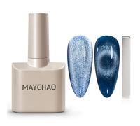MAYCHAO Vernis à ongles gel œil de chat - 15 ml - 1 vernis gel bleu avec aimant - Vernis à ongles magnétique holographique pour nail art, manucure, bricolage à la maison