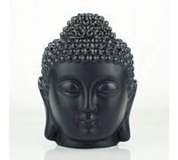 Mayco Bell Brûleur à huile en céramique pour aromathérapie, tête de Bouddha, diffuseur d'huiles essentielles, encens indien, brûleur d'encens tibétain Bouddha S (Noir)
