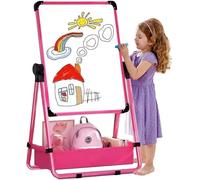 Maycoly Chevalet pour Enfant, Tableau Enfant Double Face avec Tableau Blanc et Noir, avec Support et Réglable 360, Réglable en Hauteur, Table à Dessin Chevalet avec Accessoires (Rose)