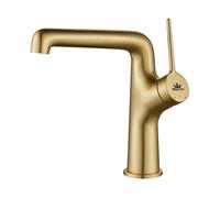 MayCon Mitigeur Salle De Bain | Robinet Pour Lavabo | Monotrou en Laiton Massif | Design Moderne Industriel | Finition Brossé | Gold Doré Or | Mitigeur Haut | Accessoires Inclus | ARVIS BS-307-BG