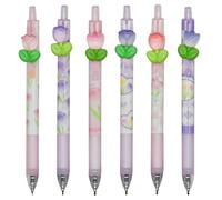 Maydahui Lot de 6 stylos à encre gel rétractables romantiques en forme de tulipe à l'encre noire pour filles, étudiants, fêtes, bureau