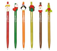 Maydahui Lot de 6 stylos de Noël sur le thème des vacances, chapeau de Père Noël, pingouins, fleurs, stylos à encre noire pour décoration d'intérieur, cadeau de fête
