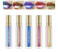 Maydear Ensemble de rouge à lèvres caméléon 5 couleurs, brillant à lèvres brillant diamant coloré imperméable longue durée pour femmes filles kit de maquillage multichrome