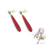 MayDee Boucles d'oreilles Frieren, Pendentif en Résine Rouge, Accessoires Périphériques Anime Sousou No Frieren Boucles d'oreilles pour Femmes