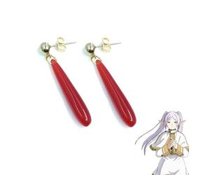 MayDee Boucles d'oreilles Frieren, Pendentif en Résine Rouge, Accessoires Périphériques Anime Sousou No Frieren Boucles d'oreilles pour Femmes