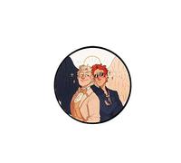 MayDee Insigne émaillé Good Omens Broche Accessoires pour Vêtements, Good Omen Fanzine Badge Anges Et Démons (H)