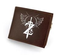 MayDee Portefeuille Z Breath of The Wild, Porte-Monnaie Zeld en Cuir Marron avec Fermeture éclair Portefeuille Court Pliant pour Hommes Portefeuille pour Femmes(B)