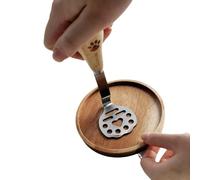 MayeBridge Mini presse-purée à avocat avec poignée antidérapante en bois en acier inoxydable pour haricots et pommes de terre - Outil de cuisine léger (patte de chat A)