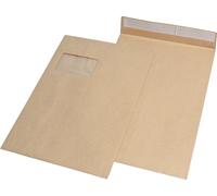mayer-network 30007067 Pochettes à soufflet - C4, fenêtre, pli de 20 mm, fond en forme de bloc, autocollant, 120 g/qm, marron, 100 pièces