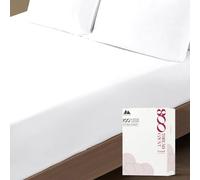 Mayfair Linen Drap-Housse 100% Coton égyptien satiné - 800 Fils au Pouce carré - Poche Profondes de 40,6 cm, élastique sur Tout Le pourtour, indicateurs latéraux tête/Pieds, lit Queen-Size, Blanc