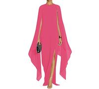 MAYFASEY Robe de soirée Formelle élégante à Manches Fendues et évasées pour Femme, avec Cape, Rose, Taille XL