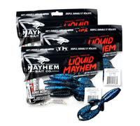 Mayhem Incursion Craw Leurre de pêche en plastique souple Un excellent leurre de pêche à la basse avec un profil élégant et une action incroyable, Black / Blue Electric Blue Lam