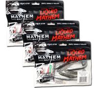 Mayhem Thrust Swim Minnow Leurre de pêche en eau douce en plastique souple pour le bar et une multitude d'autres espèces de poissons (Smoke M/F Pearl Belly Lam, 8,9 cm)