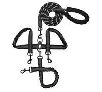 Mayhug Laisse 3 en 1 pour chien, robuste, anti-nœuds, amovible, triple laisse avec poignée rembourrée et élastique pour promener un, deux, trois chiens, aventures en plein air