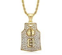 MayiaHey N°8 Collier de basketball en jersey pour homme, Métal non précieux