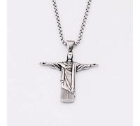 MAYIYAHO Acier Inoxydable Argent Christ Pendentif Collier Homme Dieu Brésil Rio De Janeiro Statue Religieuse Prière Hommes Rétro Collier
