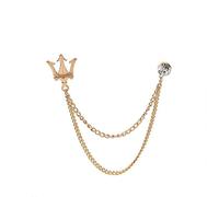 MAYIYAHO Broche Trident en métal Cristal Gland Chain Badge British Style Hommes 's Costume Chemise Col Pins Mode Bijoux Accessoires