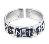 MAYIYAHO Charme Acier Inoxydable Odin Norse Viking Amulette Rune Men Bague Mode Mots Retro Bijoux Cadeaux Réglables