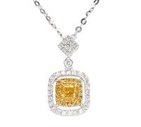 MAYIYAHO Élégant et sophistiqué carré Citrine Zircon Pendentif Collier pour Femmes Collier de Mariage de Luxe Bijoux Cadeau de Saint-Valentin