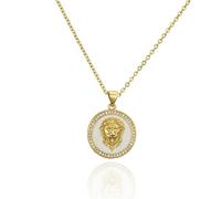 MAYIYAHO Glamour Zircon Luxe Tête de Lion Pendentif Collier pour Femmes Tempérament Collier de Cuivre Banquet Bijoux Cadeau