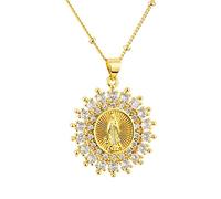 MAYIYAHO Haute qualité Femmes Bijoux Religieux cuivre Micro pavé incrusté Zircon Vierge Marie Pendentif croyant Collier Cadeau