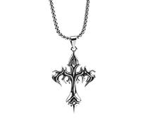 MAYIYAHO Hip Hop Punk Cross Chain Collier Pendentif pour Hommes Goth Flame Style Colliers en Acier Inoxydable Bijoux de Mode