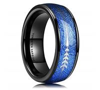 MAYIYAHO Nouveau 24 Style 8mm Mode Luxe Carbide Bague Bois Inlay Flèche et Coquille Incrustation Bague Mariage Hommes Bijoux Cadeau