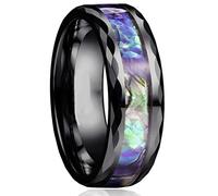 MAYIYAHO Nouveau 24 Style 8mm Mode Luxe Carbide Bague Bois Inlay Flèche et Coquille Incrustation Bague Mariage Hommes Bijoux Cadeau