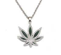 MAYIYAHO Strass Weed Pendentif Collier Hommes Feuille d’érable Colliers de Chanvre Punk Hiphop Or Couleurs Chaînes pour garçons Hommes Steampunk Bijoux