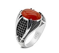 MAYIYAHO Tendance Religieux Musulman Islamique Bijoux Rétro Handmade Turkish Crown Bague pour Hommes Femmes Incrustées Turquoise Blue Zircon Stone Rings