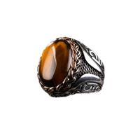 MAYIYAHO Trendy Vintage Retro Moyen-Orient Arabe Style Ancien Acier Oeil de Tigre Pierre Gemme Flamme Bague Punk Bijoux pour Hommes Cadeaux de Fête