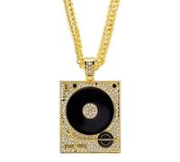 MAYIYAHO Unique Big DJ Audio Record Pendentif Collier Alliage Hommes Femmes Rock Punk Bijoux Chaîne Cubaine Or Argent Cadeau Personnalisé Party
