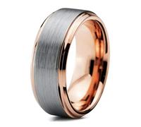 MAYIYAHO Unisexe Rose Gold 8MM Alliances en Acier Inoxydable Bague brossée de Surface pour Les Bijoux de fête de fiançailles des Femmes Hommes