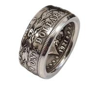 MAYIYAHO Vintage Punk American National Emblem Devise est One Dollar Coin Ring Thai SilveryBague Doigt Femme Punk Bijoux