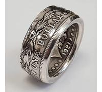 MAYIYAHO Vintage Punk American National Emblem Devise est One Dollar Coin Ring Thai SilveryBague Doigt Femme Punk Bijoux