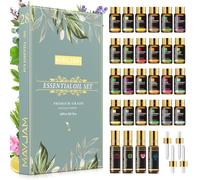 MAYJAM Coffret Huiles Essentielles 28pcs - Coffret Cadeau pour Humidificateur, Diffuseur, DIY, Maison, 24 Huiles Essentielles à L'unité + 4 Mélanges Huiles Essentielles