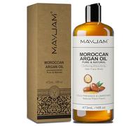 MAYJAM Huile d'argan bio 473 ml - Huile corporelle pour le visage, la peau, les cheveux - Huile d'argan pressée à froid - Huile de soin naturelle pure et hydratante - Huile de soin hydratante et