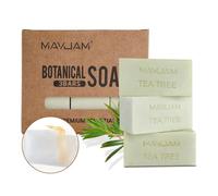 MAYJAM Lot de 3 savons de douche végétaux - 100 g - À l'huile d'arbre à thé - Savon solide à l'huile d'olive, à l'huile de coco, au beurre de karité - Savon naturel pour le visage, le corps, les