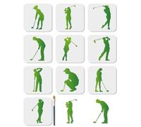 MAYJOYDIY 10 ensemble de Pochoirs de Golf Réutilisables Silhouettes de Golfeur pour Peindre des Balles de Sport de 15x15cm avec Pinceau pour Chemises Cartes Murales en Bois Décoration de Cadeaux