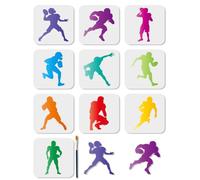 MAYJOYDIY 10 ensemble de Pochoirs de Rugby Réutilisables Pochoirs de Football Américain pour Peinture Modèles de Dessin de Ballon de Sport de 15x15cm avec Pinceau pour Chemise Cartes Murales en Bois