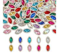 MAYJOYDIY 100 pièce de Strass en Cristal à dos Plat à Coudre 10 couleurs 19.5 x 11.5mm Strass en Verre à Coudre pour Bijoux, Travaux Manuels, Vêtements, Chaussures, Vêtements