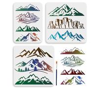 MAYJOYDIY 10Pcs Pochoir de montagne 29.7×21/30×30cm Pochoir de Peinture arbre de montagne avec pinceau Réutilisables Modèles de dessin nature oiseau pour L'Artisanat Sur Fenêtre Mur en Bois Décoration