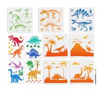 MAYJOYDIY 11 pochoir de Dinosaure Primitif Pochoir de Peinture Fossile de Dinosaure 30 × 30/29.7 × 21cm avec Pinceau pour Travaux Manuels Sur Fenêtre Bois Mur Décoration D'Intérieur