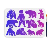 MAYJOYDIY 11 styles Pochoir D'Ours 29.7×21cm Pochoirs de Dessin Momma Bear et Cub avec Pochoirs de Peinture D'Animaux de la Faune de la Forêt pour Bois Toile Papier Tissu Décor Murales Travaux Manuel