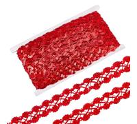 MAYJOYDIY 13 m 25mm Ruban à Paillettes Brillant Rouge Garniture Tressé Ondulées Métallique Bordure en Dentelle Bande Sequin Plate Ronde Perlée pour Couture Robe Mariage Noël Décoration Bricolage