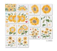 MAYJOYDIY 14 ensemble de Pochoirs Nature Tournesol Papillon Abeille 30 x 30/29.7 x 21cm Réutilisables avec Pinceau pour Travaux Manuels Décoration Murale Fenêtre Bois