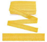 MAYJOYDIY 15 Yard × 1.57 pouces Garniture à Franges en Coton Jaune Floral Garniture à Franges en Fibre Blanche Antique pour Rideaux Vêtements Couture Robe Abat Jour Tapis Couverture Accessoires